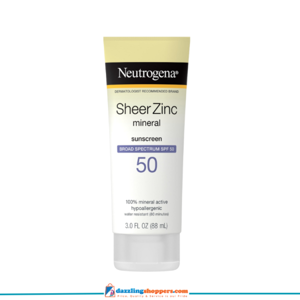 Neutrogena Sheer Zinc Dry-Touch Sunscreen Broad Spectrum SPF 50  3FL OZ 88ml, USA