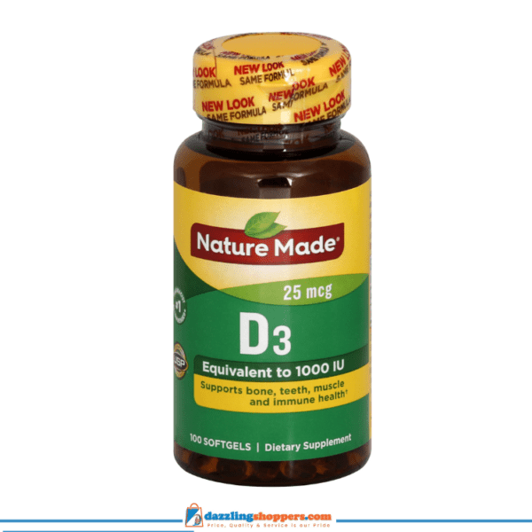 Nature Made Vitamin D3 1000 IU (25 Mcg), Softgel - 100ct