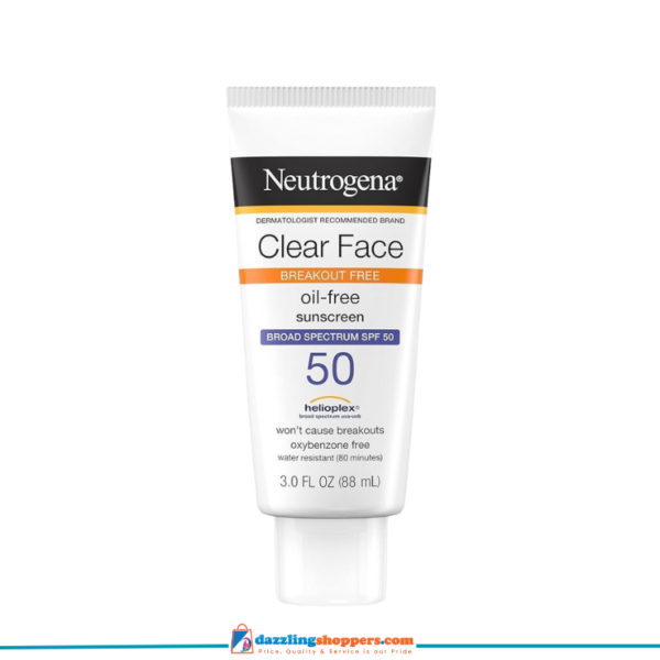 Neutrogena  Clear Face Break-Out Free Liquid Lotion Sunscreen Broad Spectrum SPF 50 3FL OZ 88ml, USA