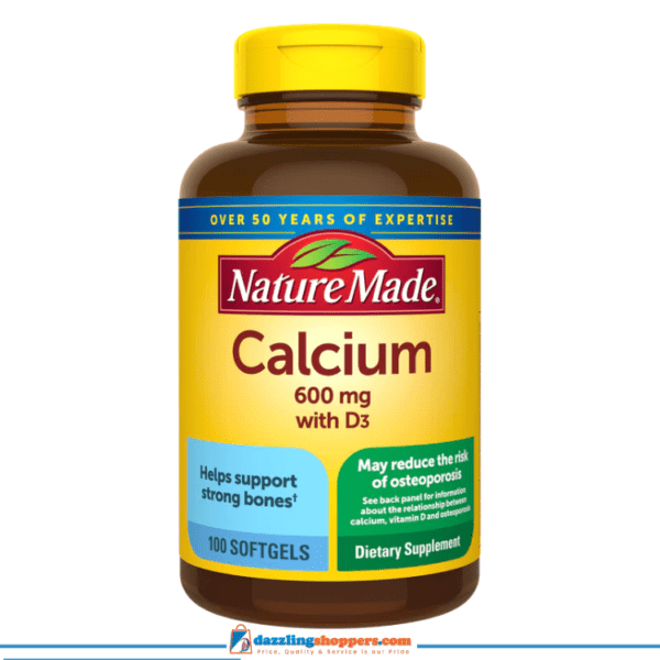 Nature Made Calcium 600mg Softgels with Vitamin D3 for Bone Support - 100ct