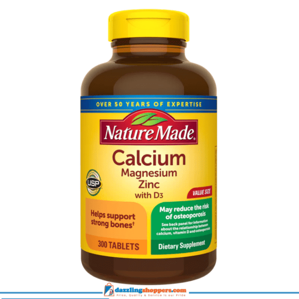 Nature Made Calcium Magnesium Zinc Tablets with Vitamin D, 300 Count