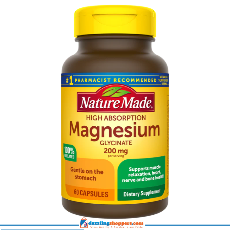 Nature Made High Absorption Magnesium Glycinate 200mg Supplement Capsules - 60ct