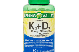 Spring Valley Vitamin K2 (90 mcg) + D3 (5,000 IU) – 90 vegetarian capsules