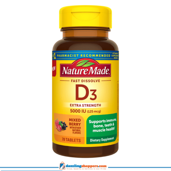 Nature Made Vitamin D3 5000 IU (125 mcg) Fast Dissolve Tablets -70ct