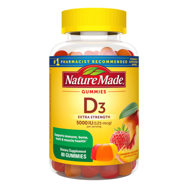 Nature Made Extra Strength Vitamin D3 5000 IU (125 mcg) Gummies (80 Gummies, 40 Day Supply)