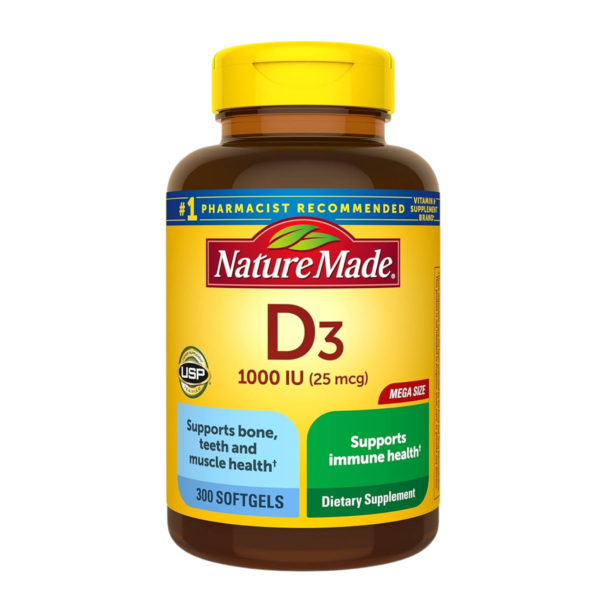 Nature Made Vitamin D3 1000 IU (25mcg) 300 Softgels