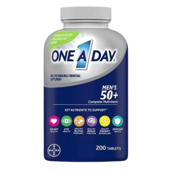 One A Day Men’s 50+ Healthy Advantage Multivitamin, Multivitamin for Men with Vitamins A, C, E, B6, B12, Calcium and Vitamin D, Tablet, 200 Count (Pack of 1)