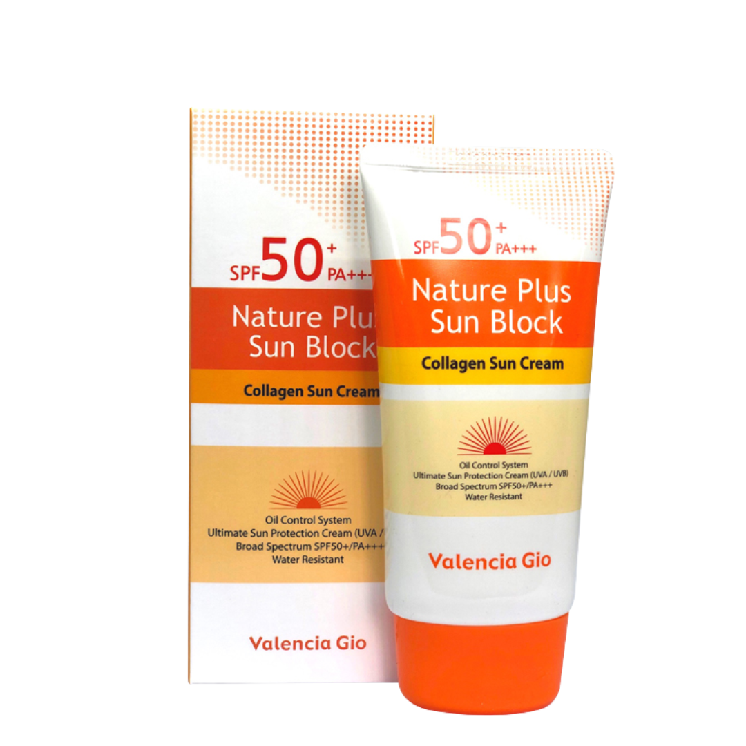 Valencia Gio Nature Plus Sun Block Collagen Water Resistant Sun Cream SPF 50+ PA+++ - 70 ml