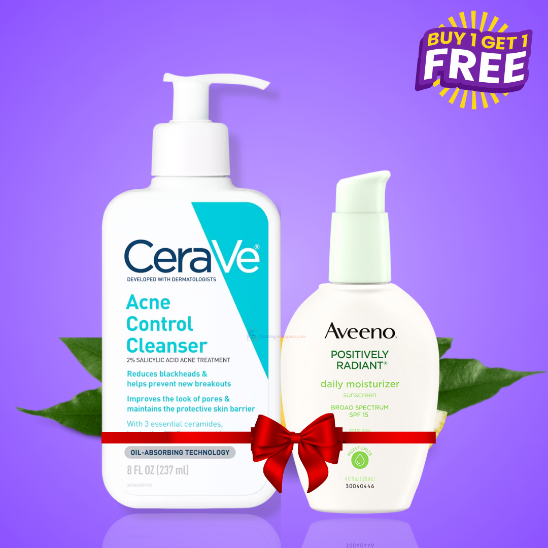 Cerave Acne Control Cleanser (237ml) + Aveeno Face Moisturizer SPF 15