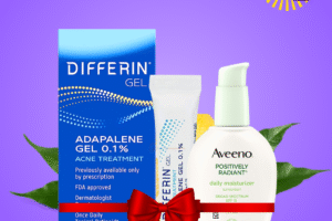 Differin Acne Treatment Gel 0.1% Tube + Aveeno Face Moisturizer SPF 15